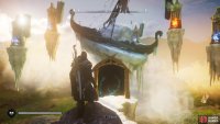 Shoot the fires which have the raven banner associated with them to unlock the gate.