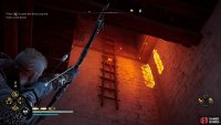 Shoot the ladder link to lower the ladders.