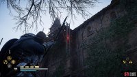 Shoot the ladder link to lower it.