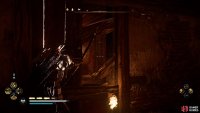 You’ll need to shoot the lock on the door through the gap on the other side to enter.