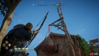 You’ll need to shoot the net which is blocking the window before you can climb through it.