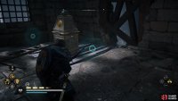 Shoot the platform under the pillar, causing it to fall into the room below.