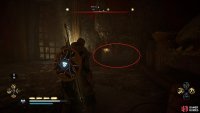 You’ll need to slide under the hole near the cauldron to access it.