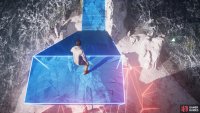 At the bottom of the slope, jump if you need to in order to reach the moving platform.