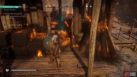 Retrieve the pot from the burning house and return it to the woman.