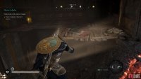 Use your torch to disperse the poison clouds and access the chest.