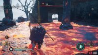 head into the lava using your Power of Muspelheim to retrieve the ingot from the chest.