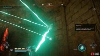 Use the light projector to hit the splitter above the door