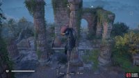 you’ll need to grab a fire pot and take it along the ropes so that you can drop it onto the barricade over the pit where the artifact is found.