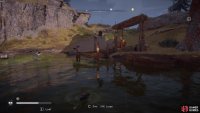 Dive into the water near the pier to find the treasure.