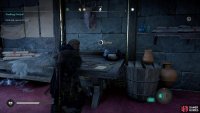 The scheme is found on a table on the upper floor.