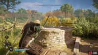 The treasure can be found at the bottom of the well next to the lopsided tree.