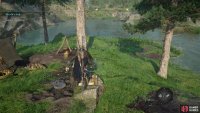 on an island in the middle of a pond. 
