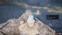 Next, place one of the smaller stones on top. Be careful not to drop the rock too hard or you’ll knock the stack over.