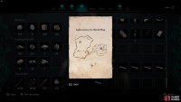 The map shows that the treasure is south of Tamworth Fortress.