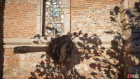 First, head into the church via a window.
