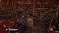 in a large ornate chest within a hut. 