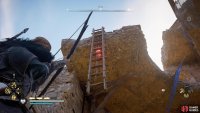 You’ll also need to shoot down one of the ladders to reach the man. 