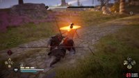 but if you engage in melee combat, he’ll use a large spear.