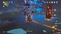 when you see the prompt on the screen, be sure to cast your shield on yourself to negate the Primordial Shower attack.