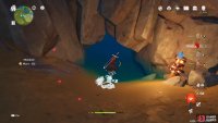 follow the cave to a small pool of water