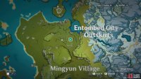Although the actual location is to the east of the teleport, you have to go northeast to the pool of water