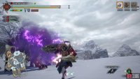 Magnamalo moves sideways, leaving a trail of hellfire dust.
