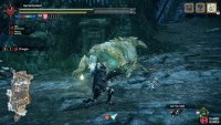 Zinogre leans to one side.