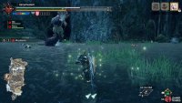 Mizutsune jumps straight up with yellow vapors coming from its mouth.