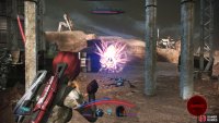 Retreat to the side and pick off Geth Shock Troopers as they advance.
