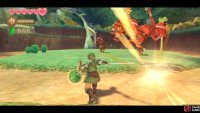 You can use a spin attack to send the Bokoblins flying.