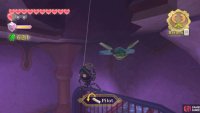 Knock down the furthest Skulltula to flip over the lilypad.