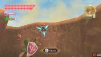 Cross the chasm by firing your Clawshots at the chain of Peahats.