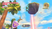 Return to the entrance to the Waterfall cave. Look up and use your Clawshots to climb the floating platforms.