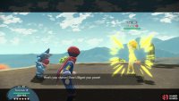 Throw a Pokémon at her to battle and weaken her further!