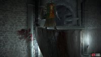 Ride either of the back two guillotines into the small room, above.
