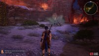 You can avoid the Golem by taking the vines up to your left