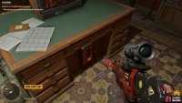 Interact with the switch under the officers desk