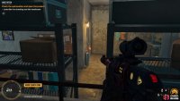 Shoot the lock of the door from the second floor
