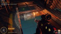 then shoot the dirt in the pipe to lower the water, then drop down 