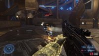 When the Harbinger’s shield is depleted, you can shoot her once or twice to inflict damage to her health.