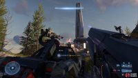 Destroy the cannon outside the East Beacon with a powerful energy weapon, rocket launcher or the Skewer.