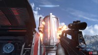 Shoot the silo cooling pylons until it explodes to complete the outpost.