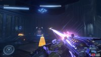 Interact with the terminal near the beginning of the level to trigger a cutscene, after which the red doors will turn blue.