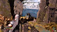 You’ll find the R brazier on the other side of the barrels, which you can light using the Blades of Chaos.