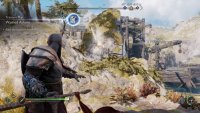 Throw a spear into the rock here and press triangle to detonate it.