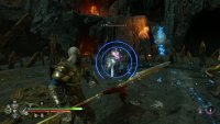 You need to double tap L1 to break the block stance of the boss when you see these concentric blue circles.
