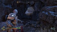 After passing through the caved path, turn around and step back far enough for the lizard to pop up, then hit it with a ranged spear.