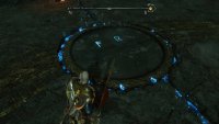 You can see the rune combination on the ground around the central sword. Complete a Trial from each associated monument to unlock a specific Challenge.
