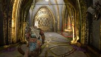 The second chest requires you to hop across the chasm using the grapple points. You&rsquo;ll need to pull the hanging Twilight panel to the right, and quickly throw your axe at it to break the light crystal to open the gate.